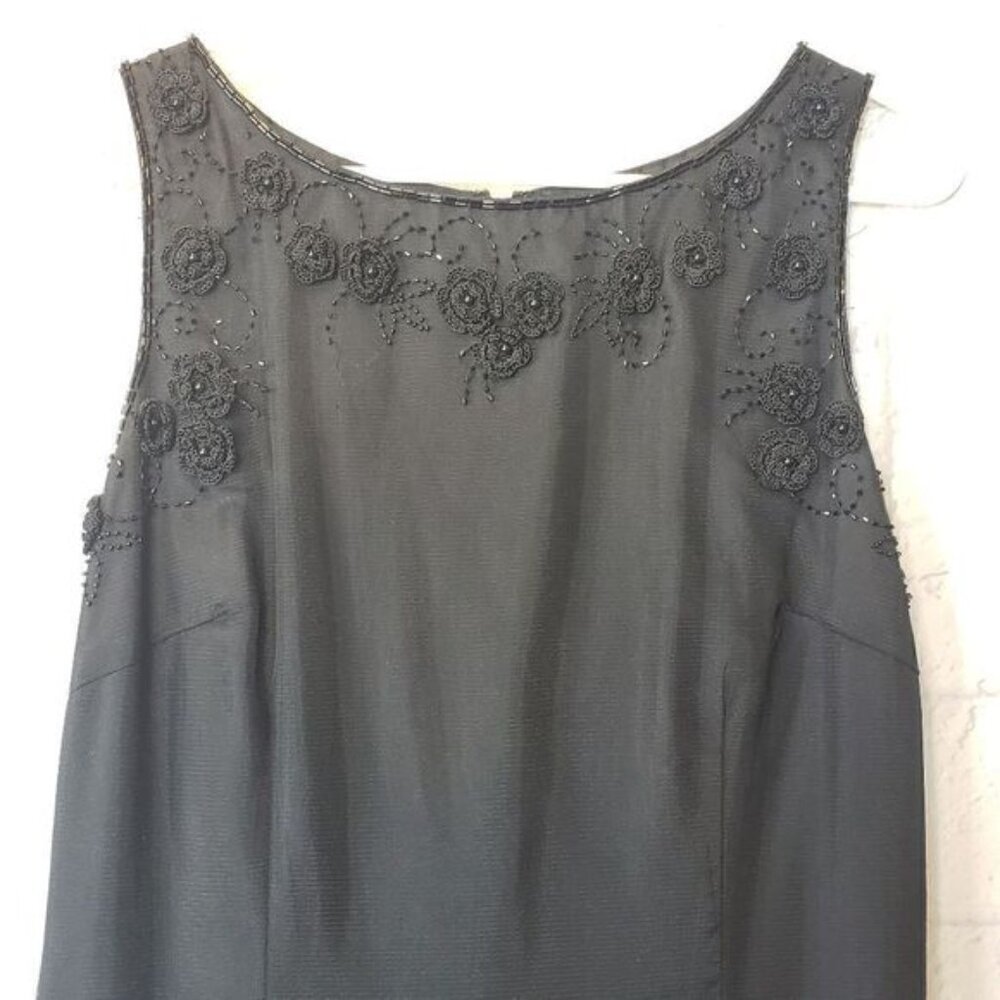 ABS BY ALLEN SCHWARTZ Beaded Floral Sleeveless Cocktail Dress - Picture 2 of 12